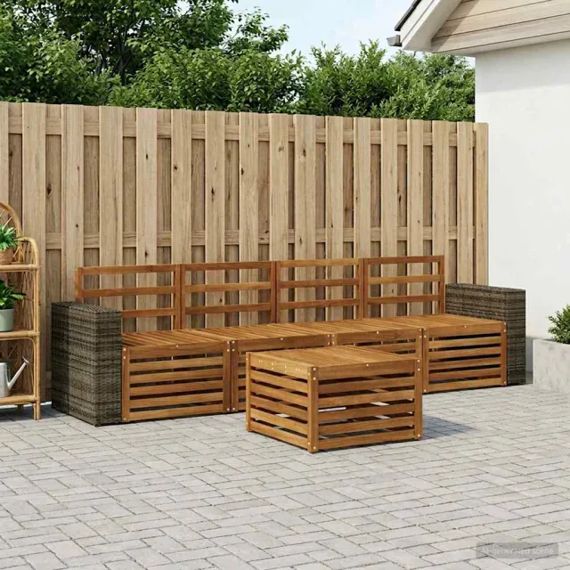 vidaXL Buiten bankenset 5 st 4-zits Naturel Massief Acaciahout