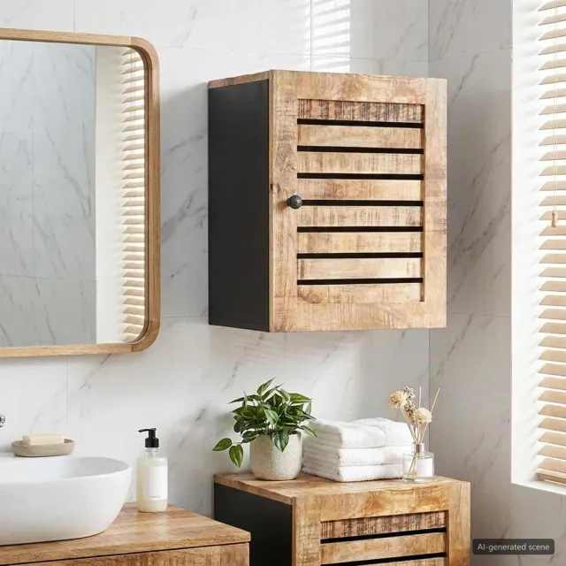 vidaXL Hangkast Bruin en zwart 38 x 33,5 x 48 cm Massief Mango Hout, foto 2