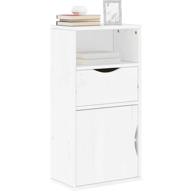vidaXL Bijzetkast met lade ODDA 40x24x79 cm massief grenenhout wit