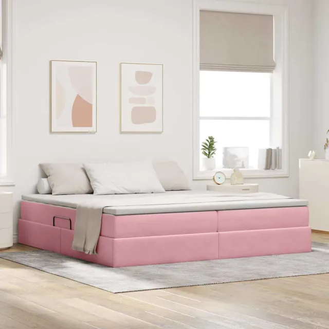 vidaXL Opbergbed met matras met opslag Roze 200 x 200 cm Fluweel