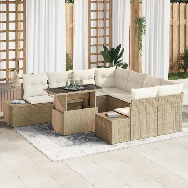 vidaXL Tuin Sofa Set 9 st Beige en Crème poly rattan