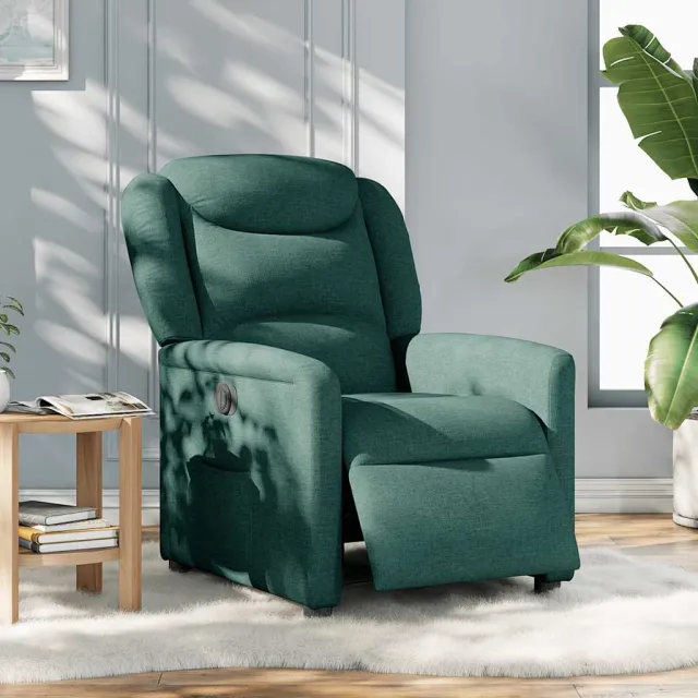 vidaXL Fauteuil verstelbaar elektrisch stof donkergroen groen