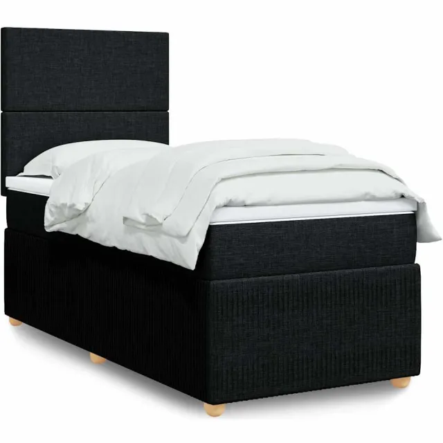 vidaXL Boxspring met matras stof zwart 80x200 cm