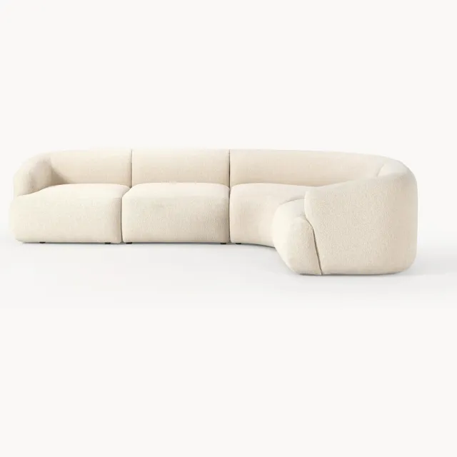 Westwing Collection Modulaire bouclé hoekbank Sofia (4-zits) wit