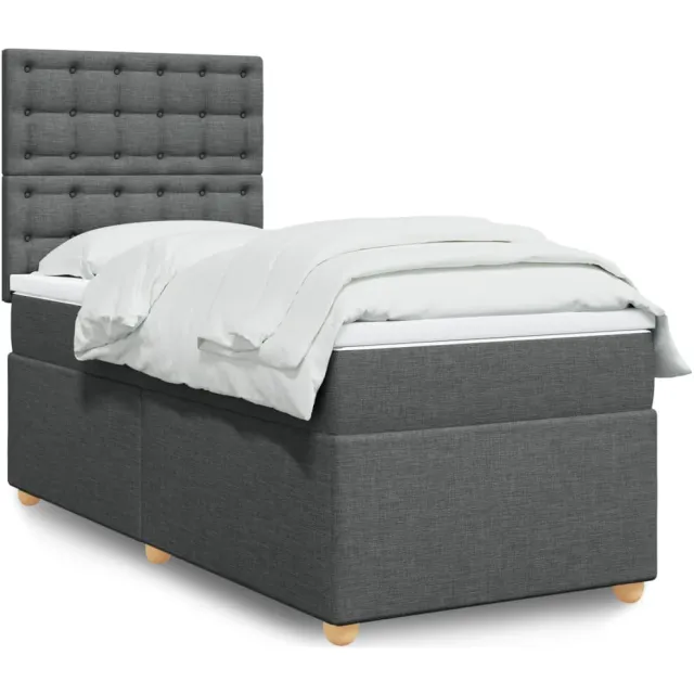 vidaXL Boxspring met matras stof donkergrijs 90x190 cm grijs