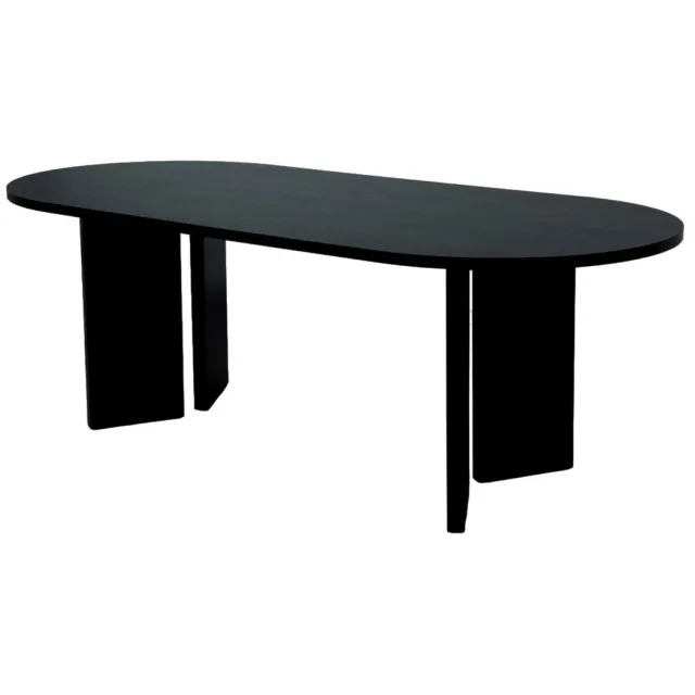 Lizzely Garden & Living Eettafel Japandi ovaal 220cm zwart melamine Hano Japanse eetkamertafel