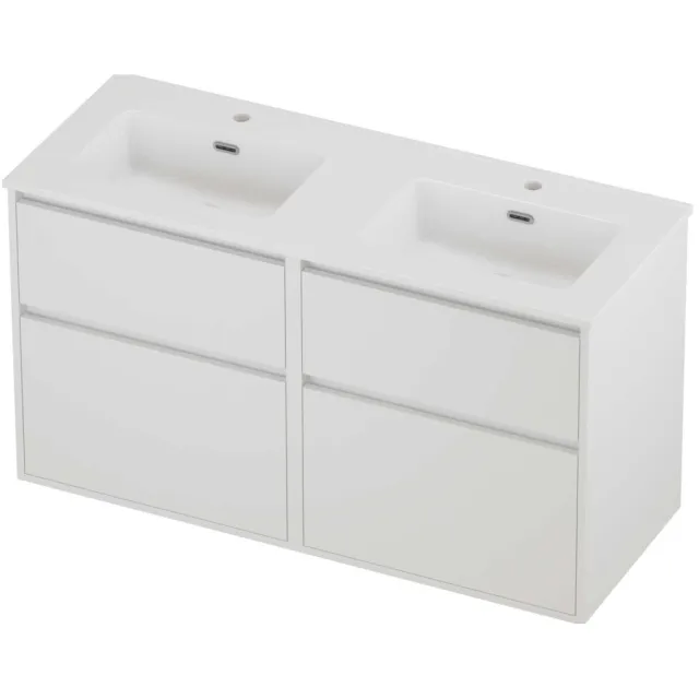 Proline Tribute Badmeubelset Porselein Elegant 4 Laden 120x46x67 cm Glans Wit Mat White Mat Wit