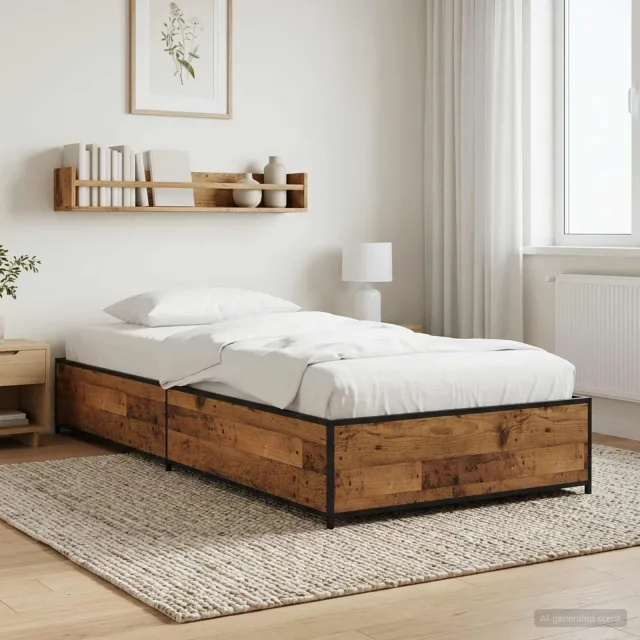 vidaXL Bedframe Oud hout 80 x 200 cm Bewerkt hout Bruin