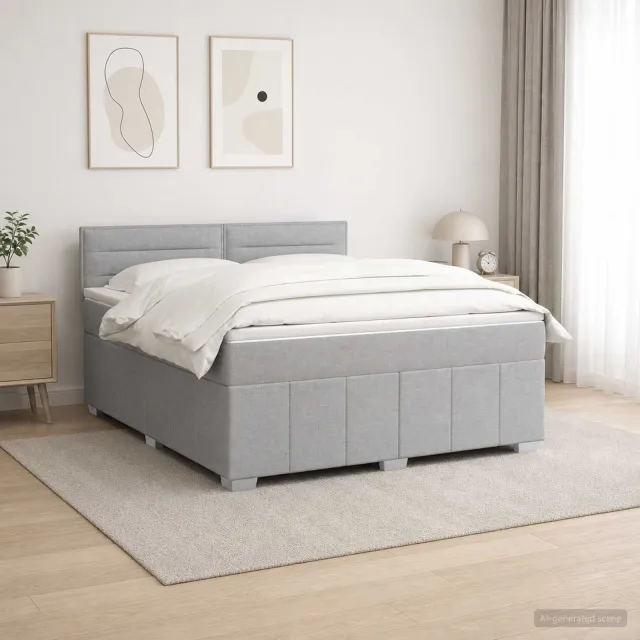 vidaXL Boxspringbed met matras Lichtgrijs 140 x 190 cm Stof