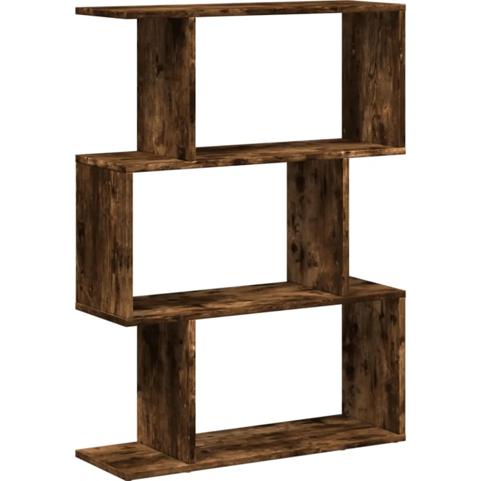 vidaXL Kamerscherm / boekenkast 3-laags 70x24x97 cm hout gerookt eik bruin, foto 3