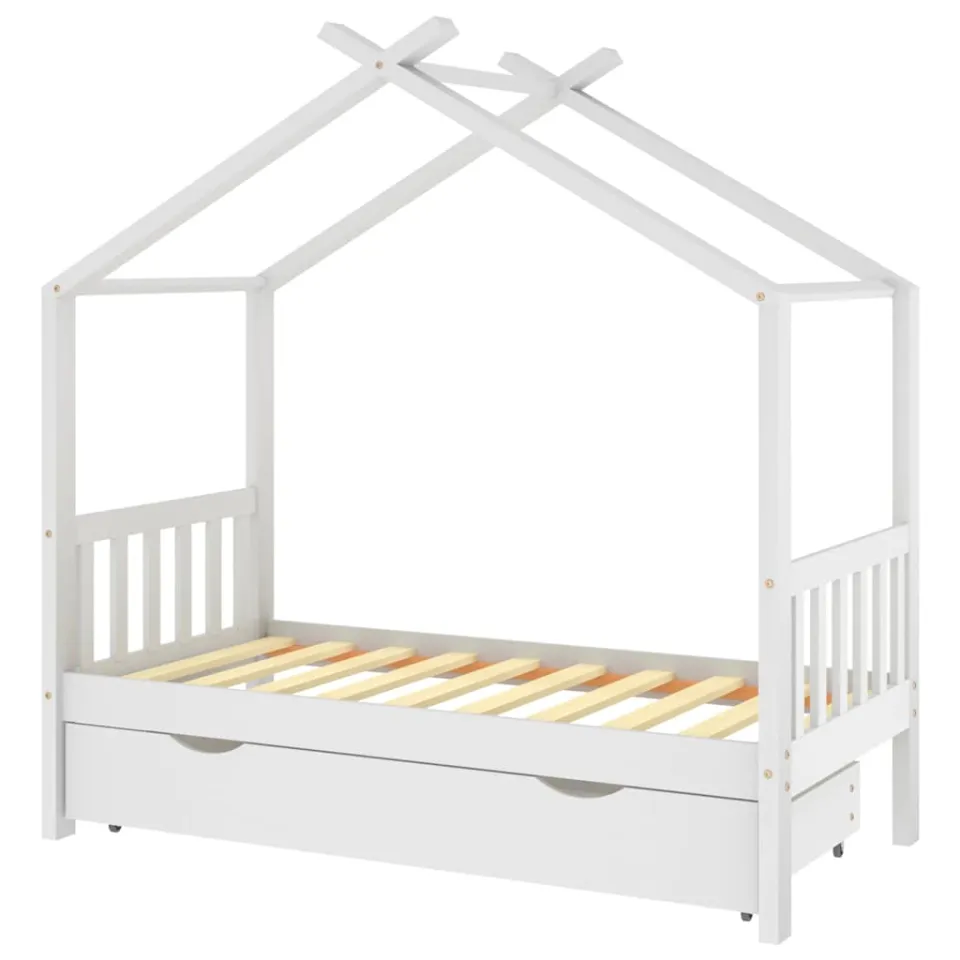 vidaXL Kinderbedframe met lade massief grenenhout wit 80x160 cm, foto 3