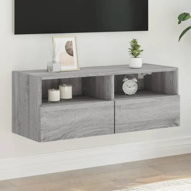 vidaXL Tv-wandmeubel 80x30x30 cm bewerkt hout grijs sonoma eikenkleur, foto 2
