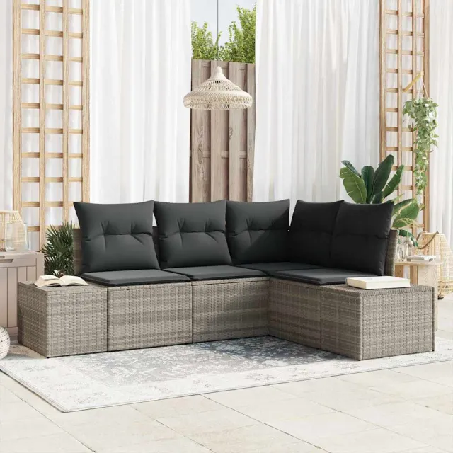 vidaXL Tuin Sofa Set 4 st Lichtgrijs poly rattan