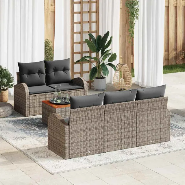 vidaXL Tuinbankenset 6 st Grijs poly rattan, foto 2