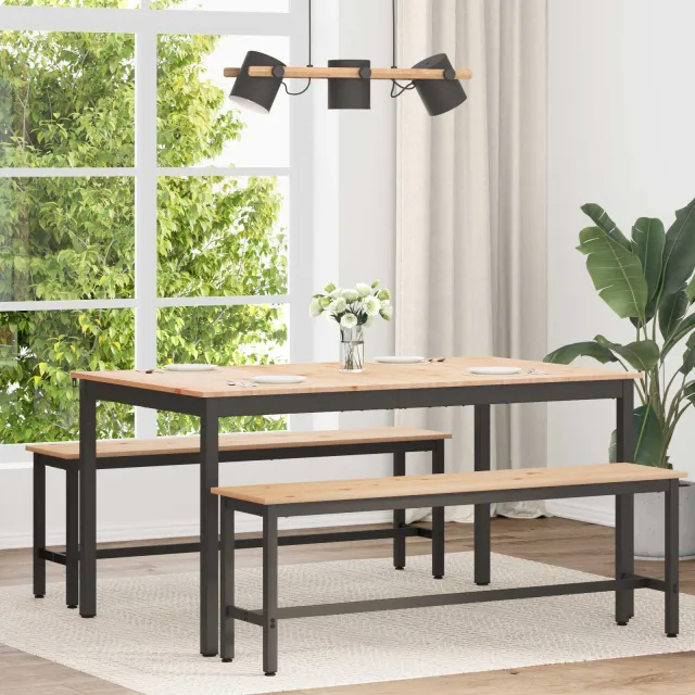 vidaXL Eettafel Naturel 150 x 90 x 75 cm Massief grenenhout Bruin