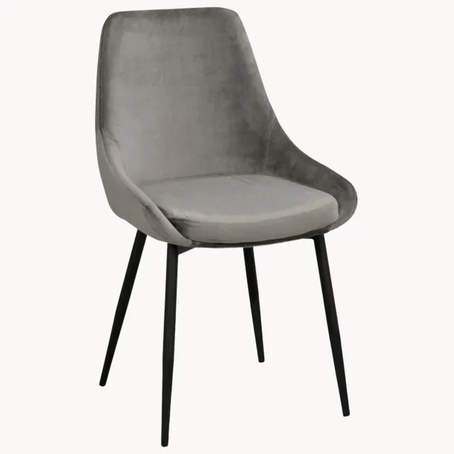 Rowico Home Gestoffeerde fluwelen stoelen Sierra, 2-delig Grijs, Zwart