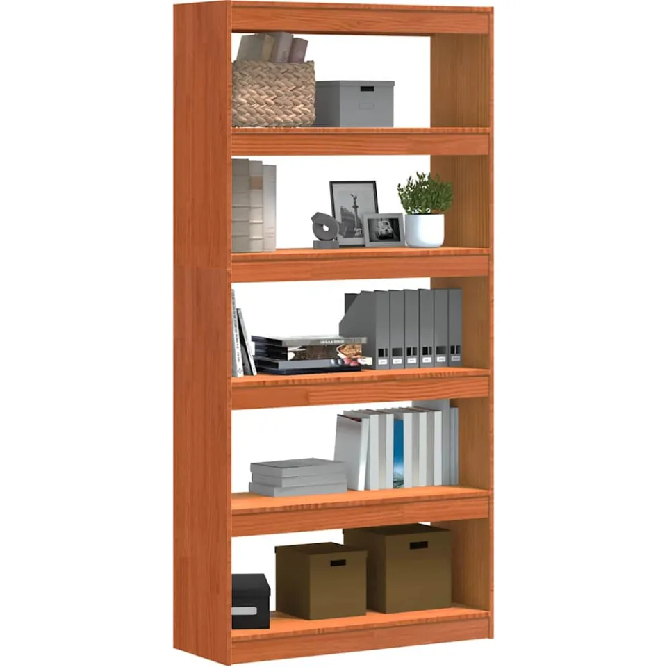 vidaXL Boekenkast Wasbruin 80 x 30 x 167,5 cm Massief grenenhout