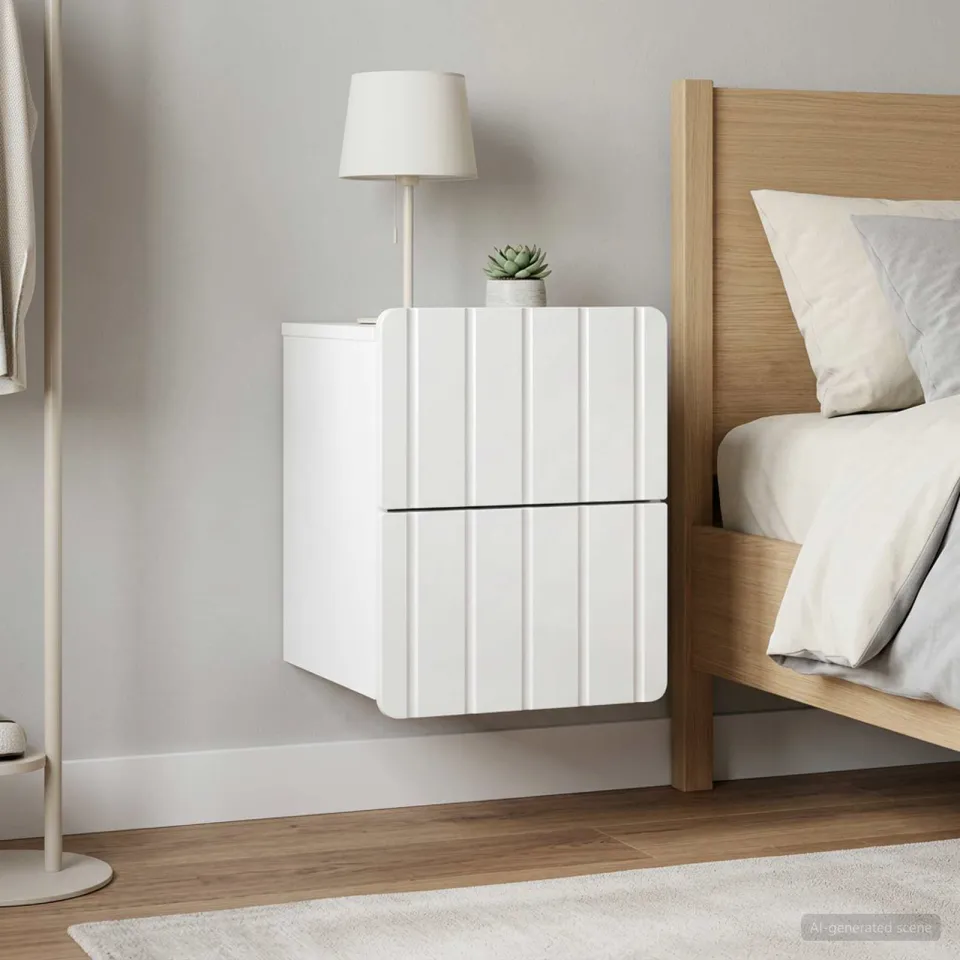 vidaXL Wandbeugel Bedkast 2 st Hoogglans Wit 33 x 34,5 x 43 cm, foto 4