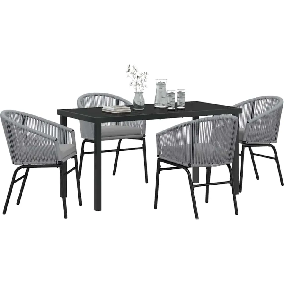 vidaXL Tuin eettafelset 5 st Antraciet Gepoedercoat staal, foto 2