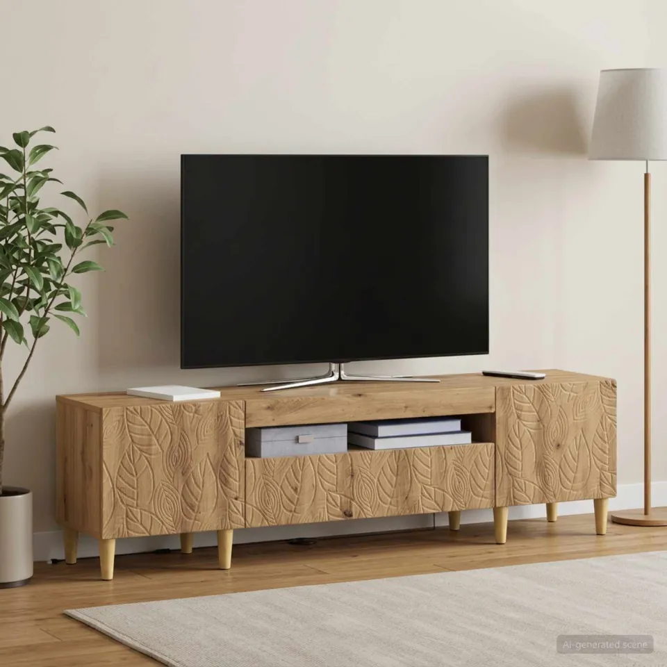 vidaXL LED tv-meubel DELFT 153 x 35 x 43 cm Artisanaal eiken, foto 4