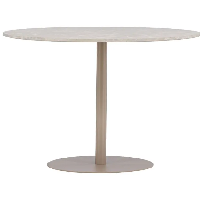 QUVIO Eettafel Norwood - Ronde tafel marmerlook - Moderne stijl - 110 cm diameter Beige