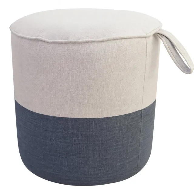 De Groen Home Comfort Poef van stof 40x30x30 cm - Moderne Voetenbank - Rond – Beige/Grijs - Comfortabele Zitzak stoel