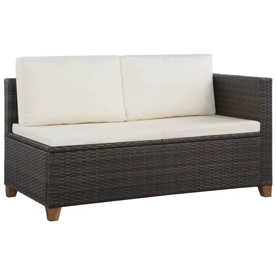 vidaXL 4-delige Loungeset met kussens poly rattan bruin, foto 2