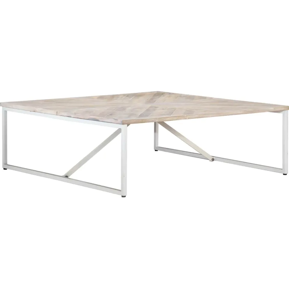 vidaXL Salontafel 110x110x36 cm massief mangohout wit, foto 3