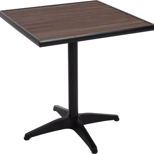 Cosmo Casa Tuintafel - Balkontafel - Bistrotafel - Catering - Buitencoating Aluminium - Houtlook - Zwart - Donkerbruin Donker Bruin