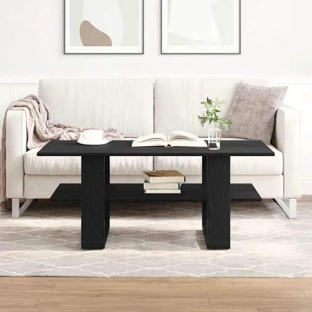 vidaXL Salontafel Zwart Eiken 102 x 55 x 42 cm Bewerkt hout, foto 2