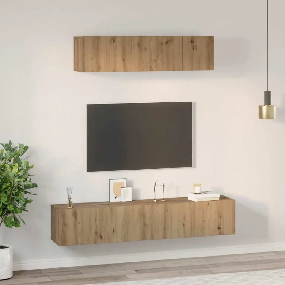 vidaXL Tv-meubelset 4 st Artisan Eiken Bewerkt hout, foto 4