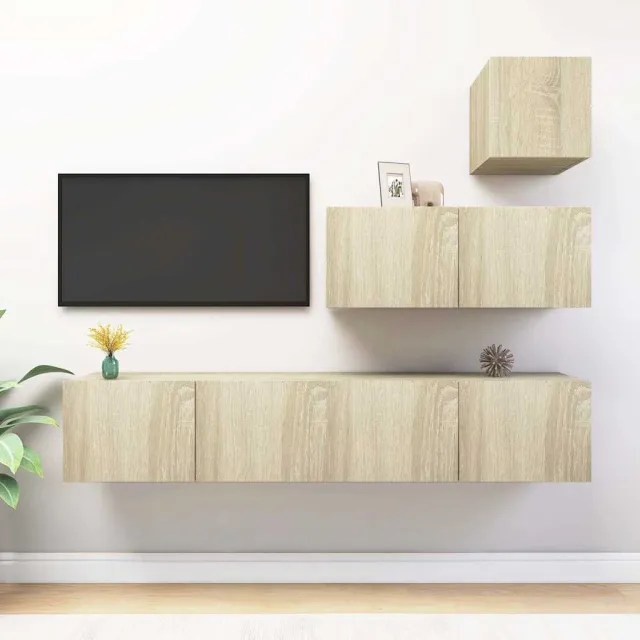 vidaXL 4-delige Tv-meubelset bewerkt hout sonoma eikenkleurig, foto 2