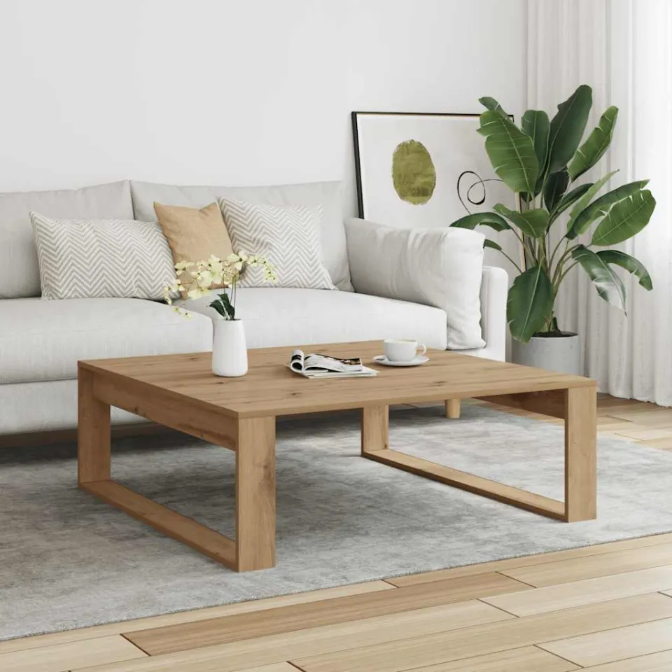 vidaXL Salontafel 100x100x35 cm bewerkt hout artisanaal eikenkleurig, foto 2