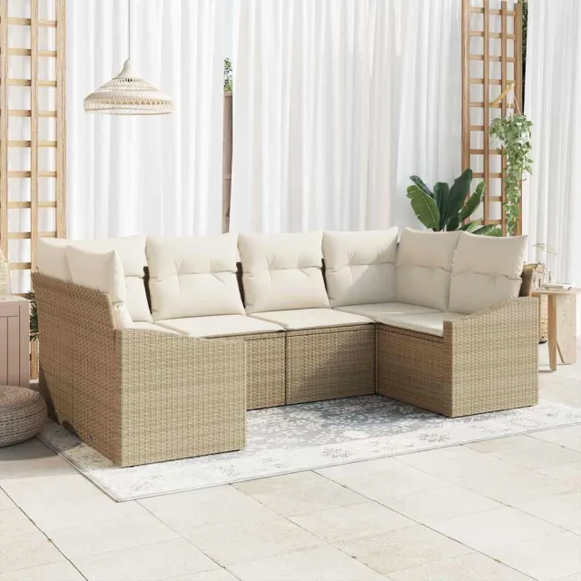 vidaXL Bankstel 6 st Beige poly rattan, foto 2