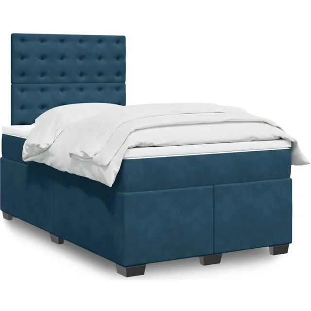 vidaXL Boxspring met matras fluweel blauw 120x200 cm