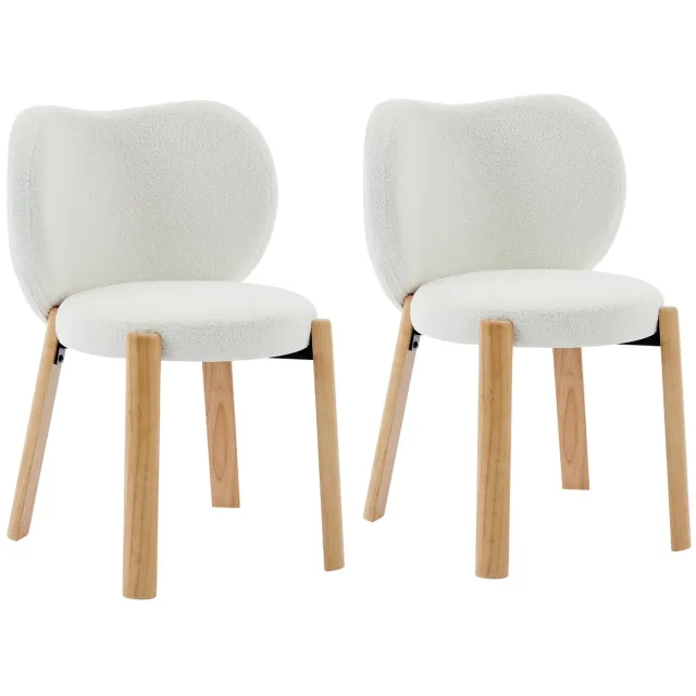 Danky 2 stuk - Hartvormige fauteuil met fluwelen bekleding, houten poten en een comfortabele zitting. Perfect voor de woonkamer, slaapkamer of leeshoek. Afmetingen: 59,44 × 54,86 × 81,53 cm (Beige)