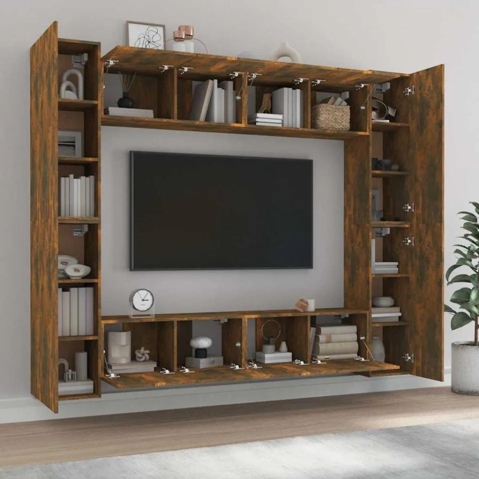 vidaXL 8-delige Tv-meubelset bewerkt hout gerookt eikenkleurig, foto 4