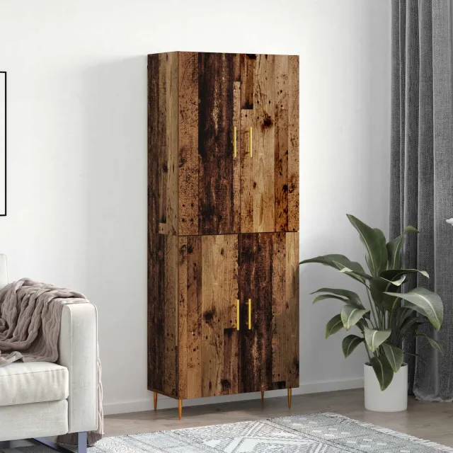 vidaXL Highboard Oud hout 69,5 x 34 x 180 cm Bewerkt hout bruin, foto 2