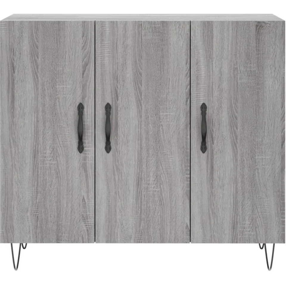 vidaXL Dressoir 90x34x80 cm bewerkt hout grijs sonoma eikenkleurig, foto 4