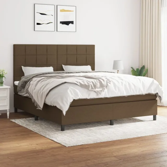 vidaXL Boxspring met matras stof donkerbruin 160x200 cm bruin