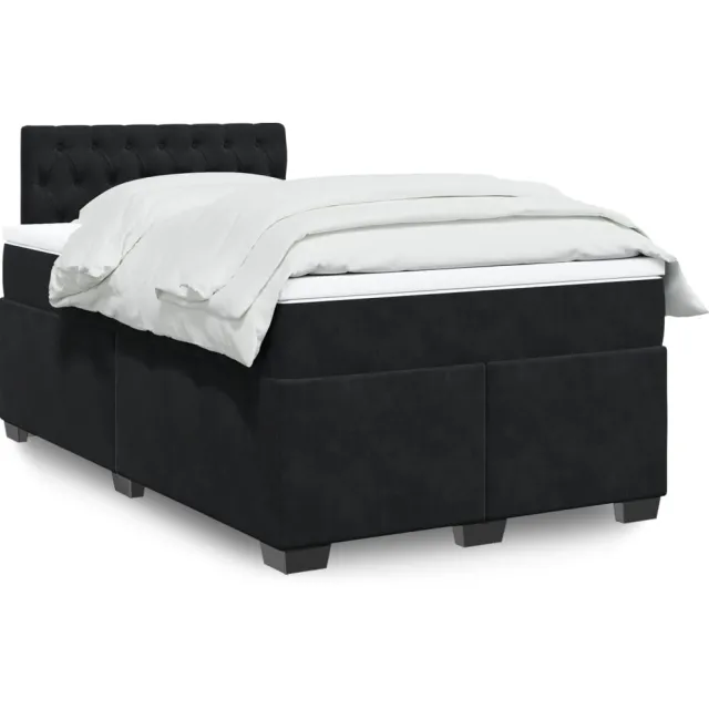 vidaXL Boxspring met matras fluweel zwart 120x190 cm