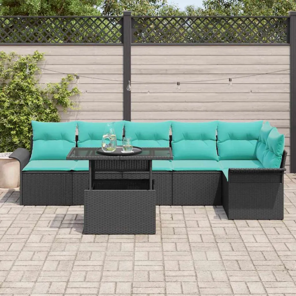 vidaXL Tuin Sofa Set 7 st Zwart [Synthetisch]: Poly Rattan, foto 3