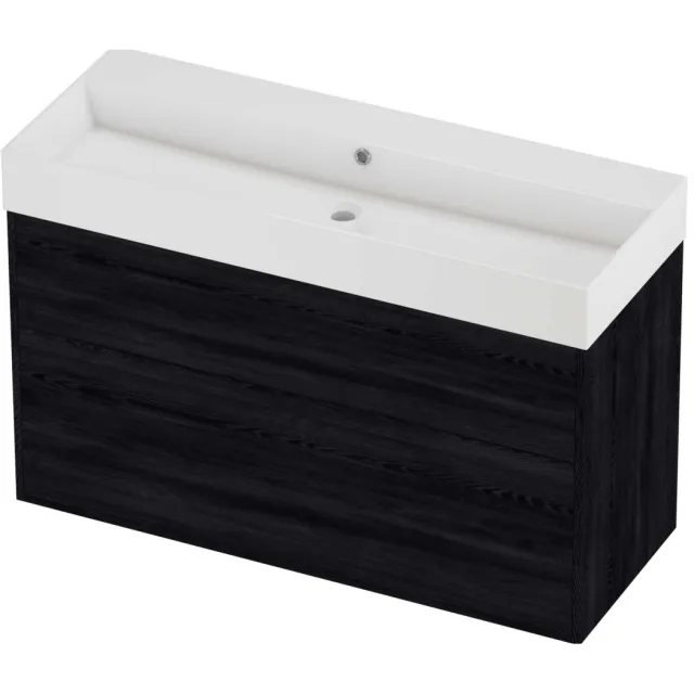 Proline Zara Badmeubelset Porselein Loft 2 Laden 120x46x78 cm Glans Wit Black Oak Eiken