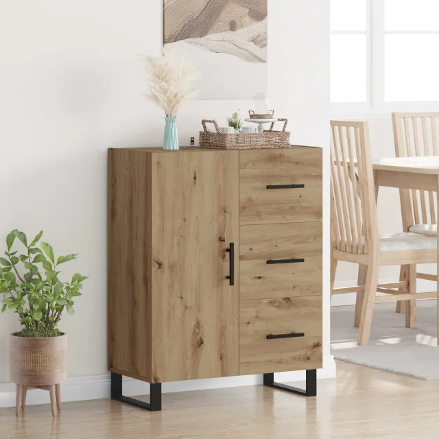 vidaXL Dressoir Artisan Eiken 69,5 x 34 x 90 cm Bruin