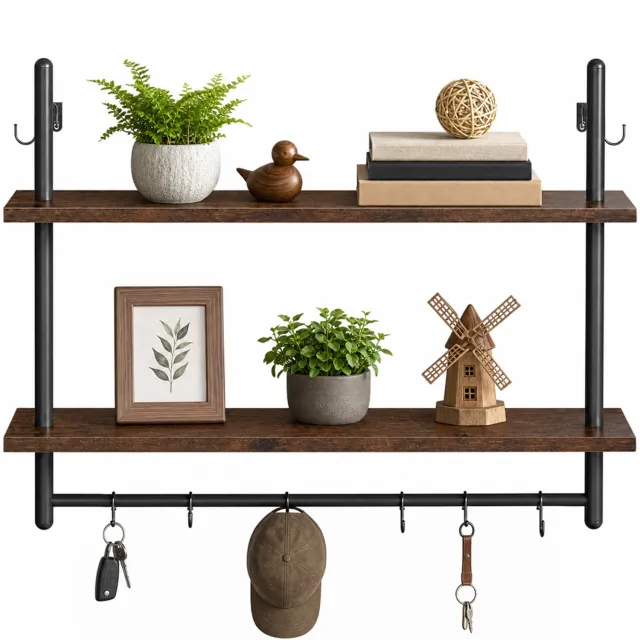 PIPIPOXER Wandrek - Boekenplank - Wandplank - voor woonkamer, slaapkamer, keuken - Hout -80 x 23 x 65 cm - Grijs