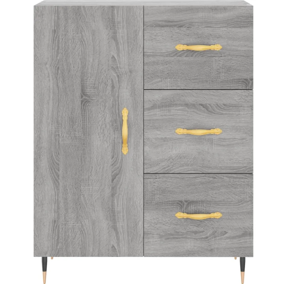 vidaXL Dressoir 69,5x34x90 cm bewerkt hout grijs sonoma eikenkleurig