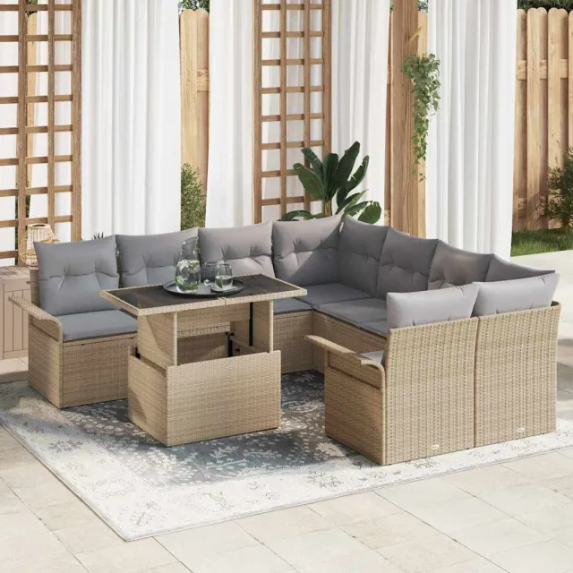 vidaXL Tuin Sofa Set 9 st Beige [Synthetisch]: Poly Rattan, foto 2