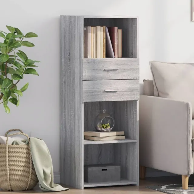 vidaXL Hoge kast 45x42,5x124 cm bewerkt hout grijs sonoma eikenkleurig