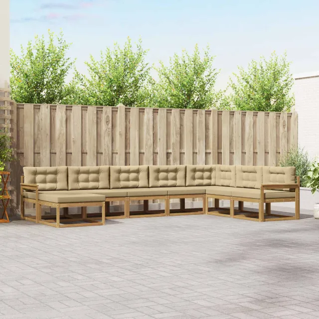 vidaXL Buiten bankenset 8 st 8-zits Wit en Beige