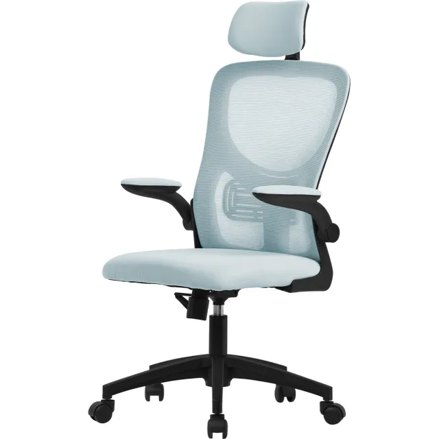 ml-design bureaustoel ergonomisch, blauw, gemaakt van mesh, stoel met verstelbare hoofdsteun, armleuningen lendensteun, computerstoel met schommelfunctie 360° draaibare stoel met wielen gaming stoel Blauw, Zwart